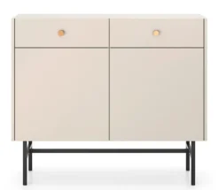 Komoda dwudrzwiowa Divenos z szufladami 104 cm Szary beż