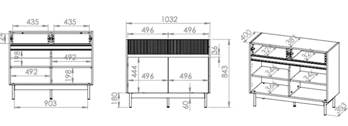 Komoda dwudrzwiowa Dunea z dwiema szufladami 104 cm kaszmir/dąb