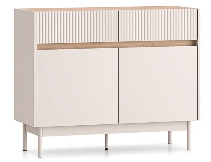 Komoda dwudrzwiowa Dunea z dwiema szufladami 104 cm kaszmir/dąb