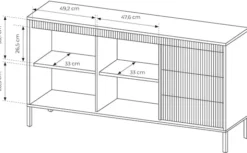 Komoda dwudrzwiowa Falsetto z ryflowanymi frontami i trzema szufladami 154 cm czarna