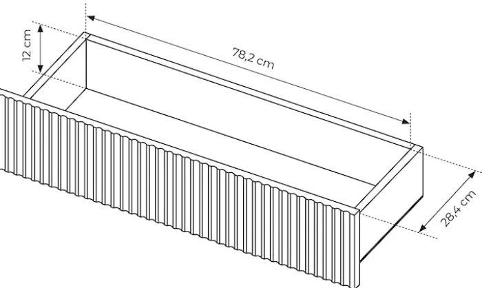 Komoda dwudrzwiowa Falsetto z ryflowanymi frontami i trzema szufladami 187 cm czarna