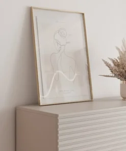 Komoda dwudrzwiowa Linearis z uchylnym schowkiem i oświetleniem LED 92 cm kaszmir na złotych nóżkach