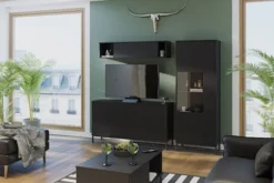 Komoda dwudrzwiowa Perila 150 cm z szufladami czarna