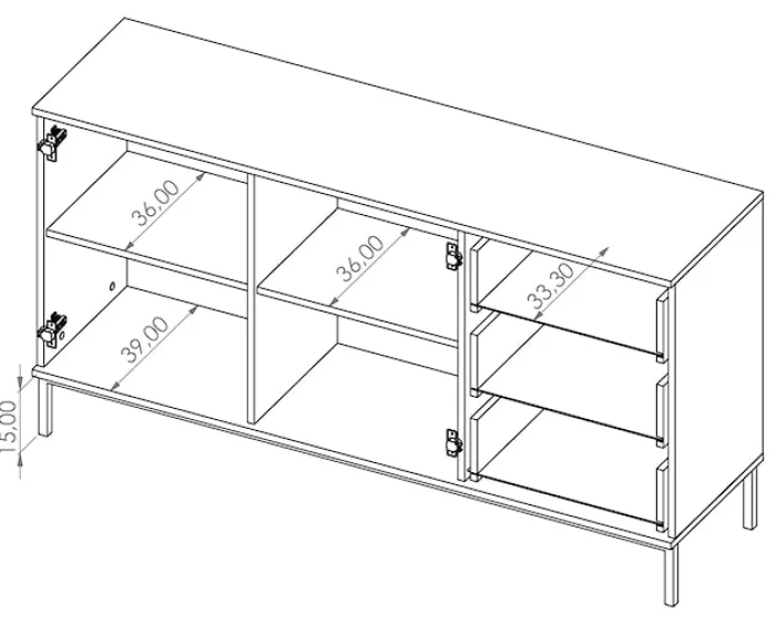 Komoda dwudrzwiowa Perila 150 cm z szufladami czarna