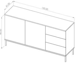 Komoda dwudrzwiowa Perila 150 cm z szufladami czarna