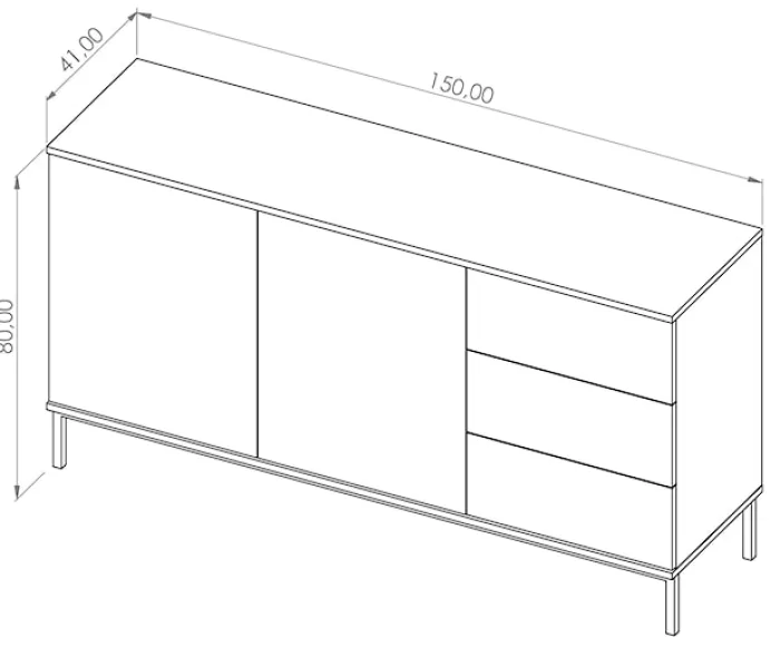 Komoda dwudrzwiowa Perila 150 cm z szufladami biała