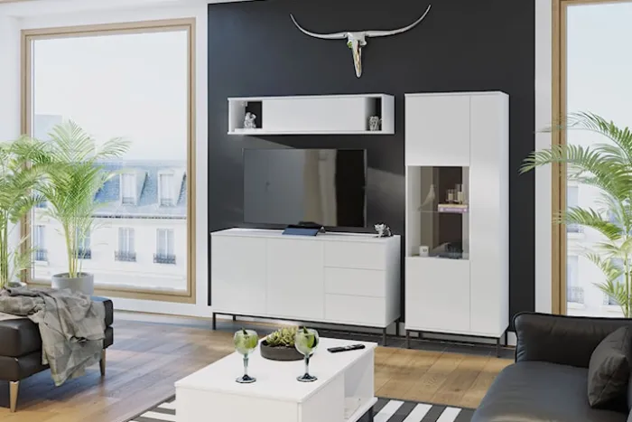 Komoda dwudrzwiowa Perila 150 cm z szufladami biała