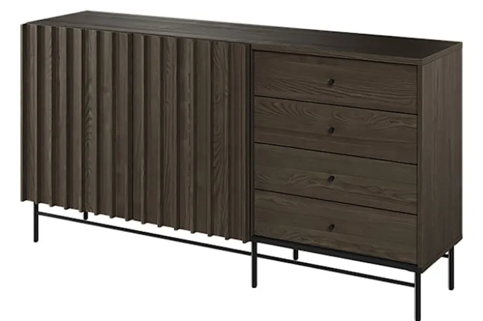 Komoda dwudrzwiowa Piemonte z czterema szufladami 165cm Jesion portland/czarny