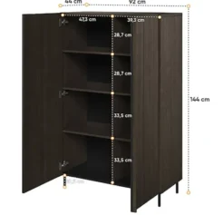 Komoda dwudrzwiowa Piemonte 144 cm Jesion portland/czarny