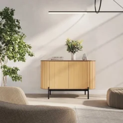 Komoda dwudrzwiowa Rotto niska z ryflami 124 cm dąb vincenza