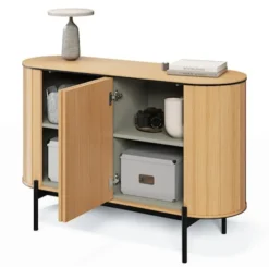 Komoda dwudrzwiowa Rotto niska z ryflami 124 cm dąb vincenza