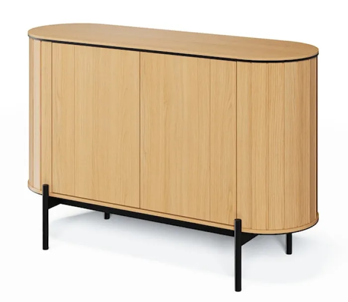 Komoda dwudrzwiowa Rotto niska z ryflami 124 cm dąb vincenza