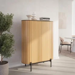 Komoda dwudrzwiowa Rotto wysoka z ryflami 107 cm dąb vincenza