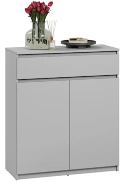 Komoda dwudrzwiowa Simply z szufladą 92 cm szara