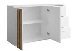 Komoda dwudrzwiowa Tollino z trzema szufladami 120 cm Biała/Dąb artisan lamele