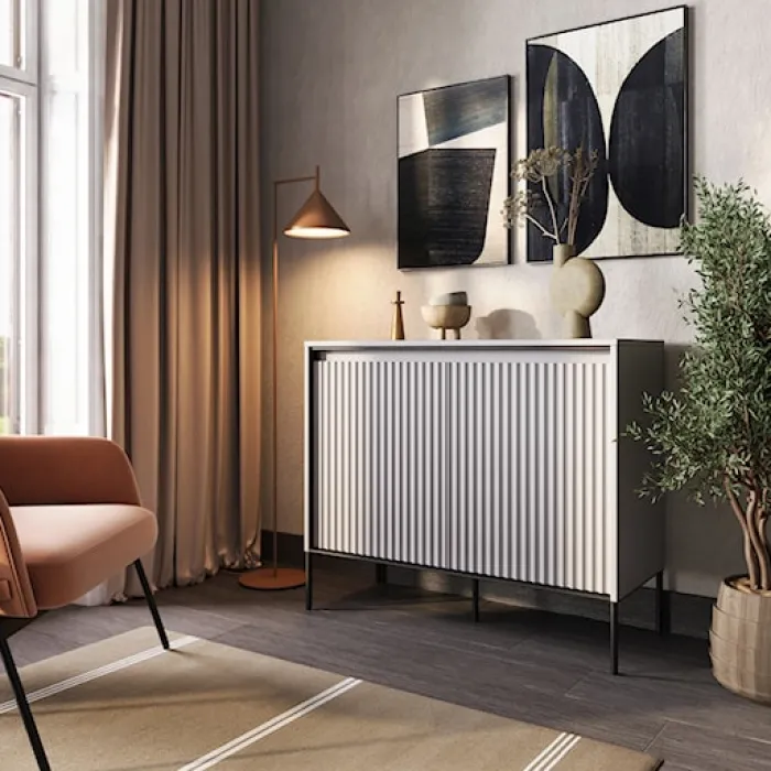 Komoda dwudrzwiowa Trend 98 cm z LED Szara