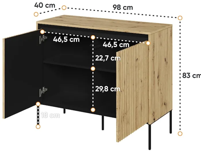 Komoda dwudrzwiowa Trend 98 cm z LED Dąb artisan