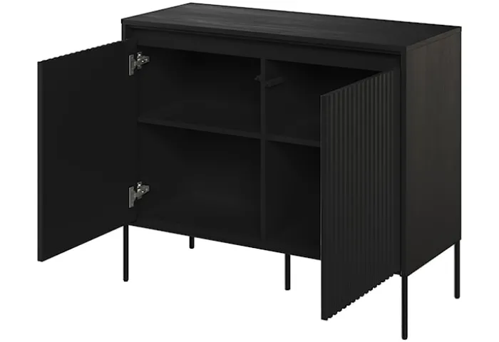 Komoda dwudrzwiowa Trend 98 cm z LED Czarna