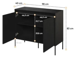 Komoda dwudrzwiowa Trend 98 cm z LED Czarna