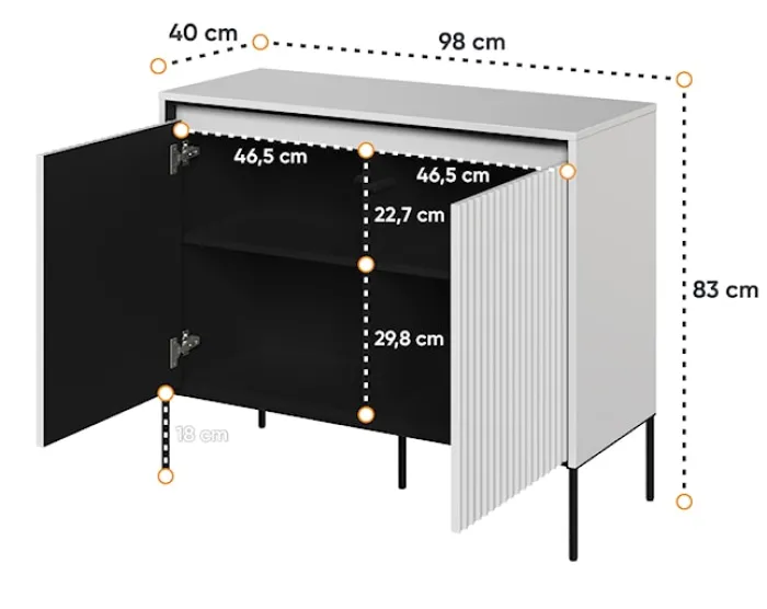 Komoda dwudrzwiowa Trend 98 cm z LED Biała