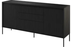Komoda dwudrzwiowa Trend 166 cm z trzema szufladami z LED Czarna