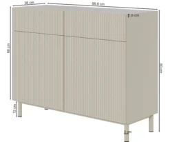 Komoda dwudrzwiowa Veldio New z frezowanym frontem i dwiema szufladami 100 cm szary beż