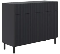 Komoda dwudrzwiowa Veldio New z frezowanym frontem i dwiema szufladami 100 cm czarna