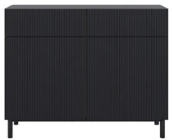 Komoda dwudrzwiowa Veldio New z frezowanym frontem i dwiema szufladami 100 cm czarna