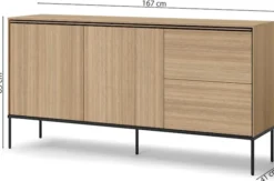 Komoda dwudrzwiowa Visso z dwiema szufladami 167 cm dąb linearny