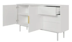 Komoda dwudrzwiowa Viviaro z trzema szufladami 154 cm Biała