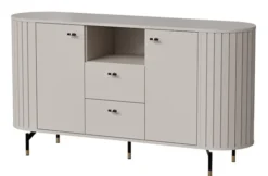Komoda dwudrzwiowa Zante z ryflami i dwoma szufladami 150 cm szary beż