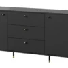 Komoda dwudrzwiowa Zante z ryflami i trzema szufladami 190 cm czarna