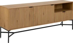 Komoda Flutivess dąb z lamelowym frontem na metalowych nóżkach 180 cm