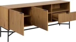 Komoda Flutivess dąb z lamelowym frontem na metalowych nóżkach 180 cm