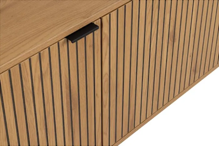 Komoda Flutivess dąb z lamelowym frontem na metalowych nóżkach 180 cm