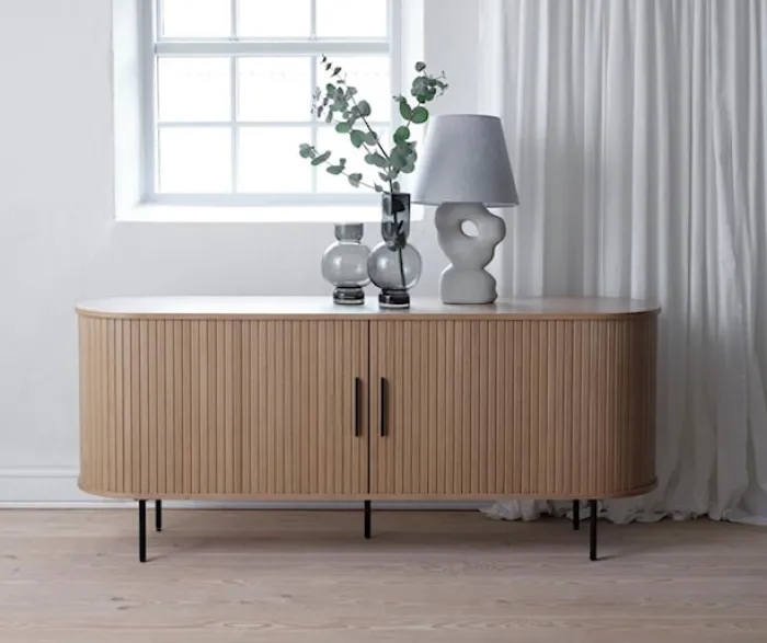 Komoda Gativel lamele 180 cm dąb naturalny