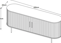 Komoda Gativel 180x76 cm lamele dąb palony