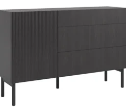 Komoda jednodrzwiowa Nolie z trzema szufladami 140 cm Jesion Portland Czarny