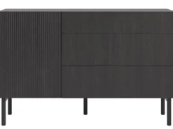 Komoda jednodrzwiowa Nolie z trzema szufladami 140 cm Jesion Portland Czarny