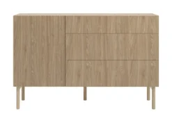 Komoda jednodrzwiowa Nolie z trzema szufladami 140 cm Dąb Olejowany