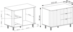 Komoda jednodrzwiowa Novado z trzema szufladami 111 cm kaszmir