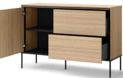 Komoda jednodrzwiowa Visso z dwiema szufladami 127 cm dąb linearny