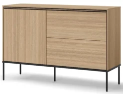 Komoda jednodrzwiowa Visso z dwiema szufladami 127 cm dąb linearny
