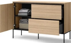 Komoda jednodrzwiowa Visso z dwiema szufladami 127 cm dąb linearny