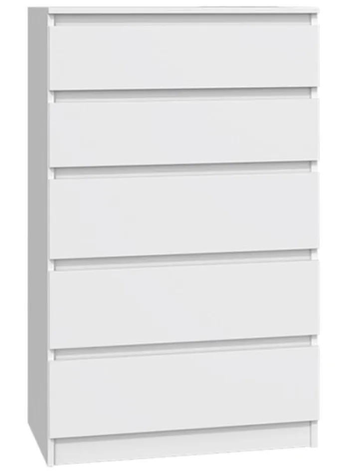 Komoda Malwa z pięcioma szufladami 70 cm biała