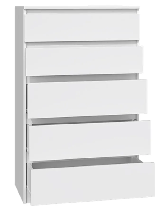 Komoda Malwa z pięcioma szufladami 70 cm biała