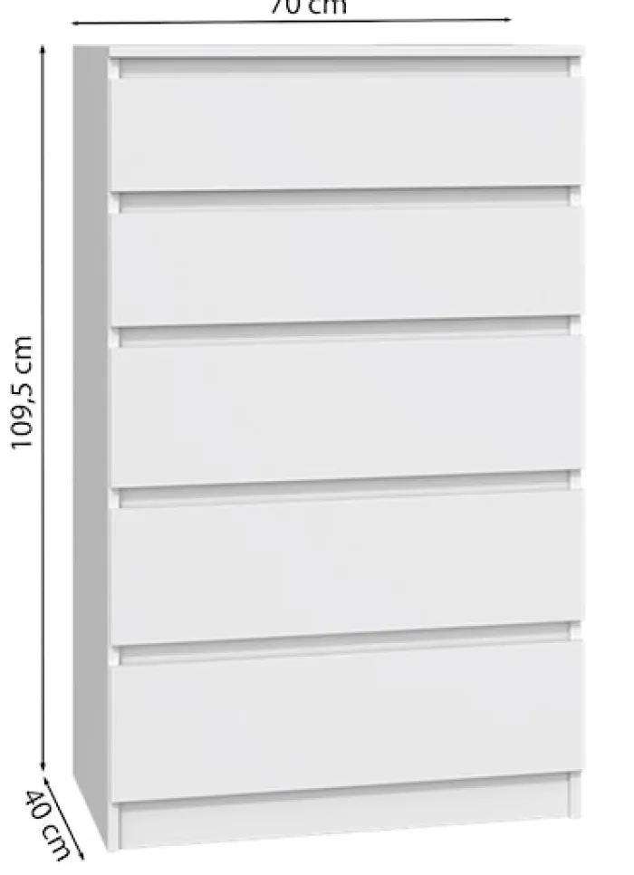 Komoda Malwa z pięcioma szufladami 70 cm kaszmir