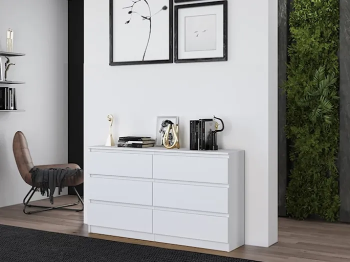 Komoda Malwa z sześcioma szufladami 138 cm biała