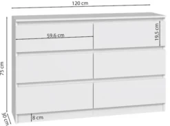 Komoda Malwa z sześcioma szufladami 120 cm kaszmir