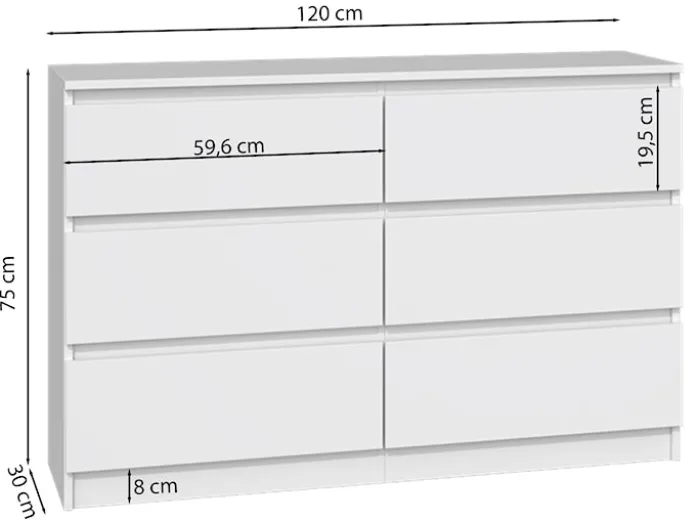 Komoda Malwa z sześcioma szufladami 120 cm kaszmir